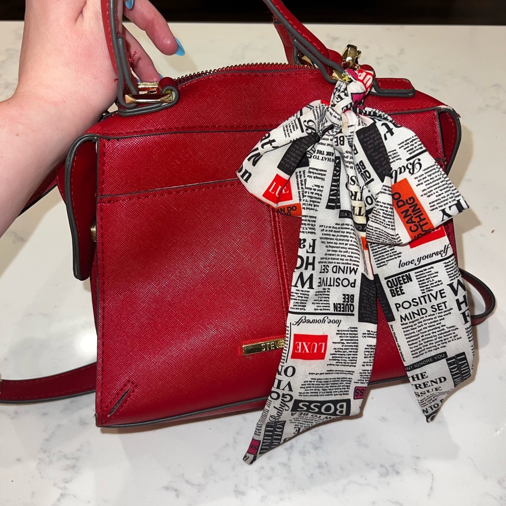 Red Steve Madden Women's Bag with Scarf Accent